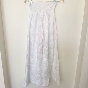 White Eyelet Wide Leg Palazzo Pants size-NWT Made in Italy O/S